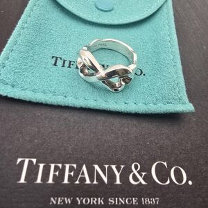 Tiffany co Paloma Picasso Double Loving Heart Sterling Silver Ring, Sz 6,5